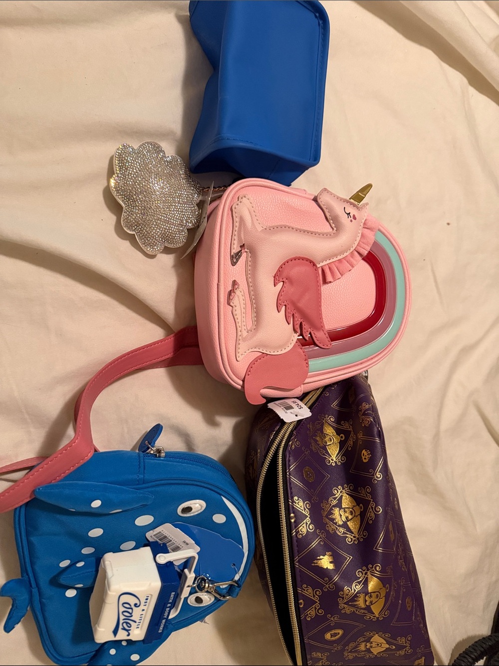 Bath & Body Works Pink Unicorn Cosmetic Bag with Rainbow Trim